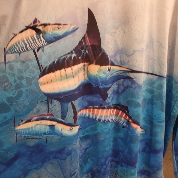 Like New Guy Harvey Men's Sun Performance Long Sleeve Shirt Sailfish fishing Xl - Picture 3 of 7